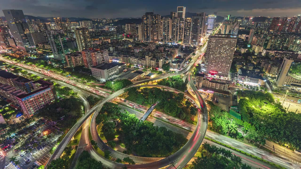 深圳创业立交城市高峰期车流夜景8k延时视频素材画面3
