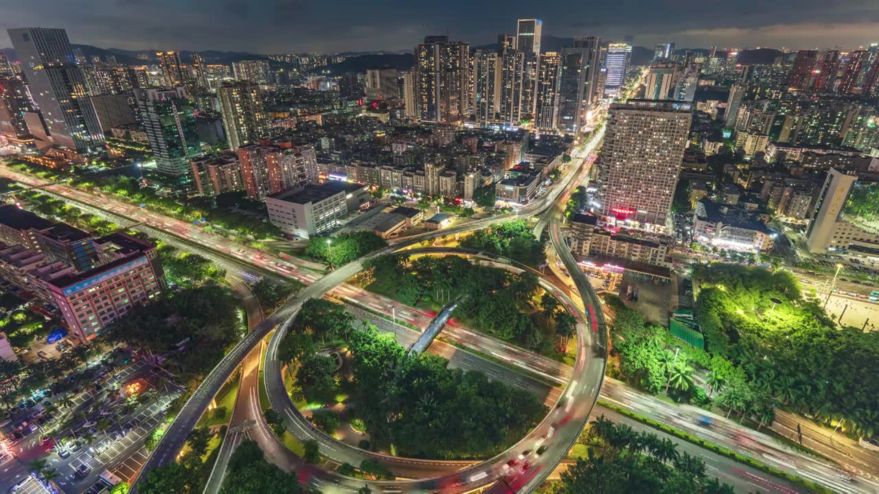 深圳创业立交城市高峰期车流夜景8k延时视频素材画面4