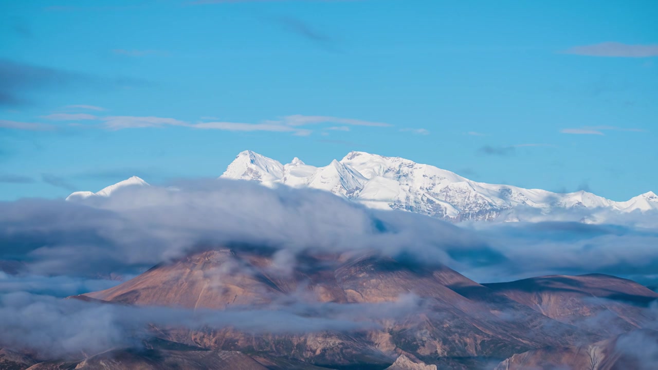 西藏拉布吉康峰雪山延时4K视频素材画面3