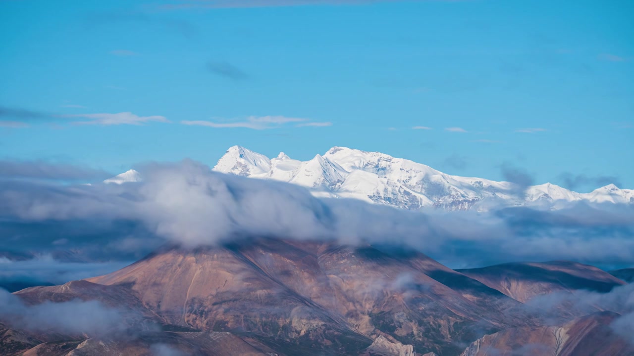 西藏拉布吉康峰雪山延时4K视频素材画面4