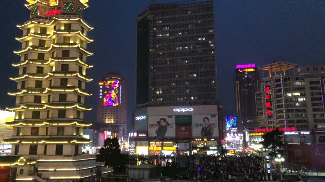 河南郑州二七广场夜景视频素材