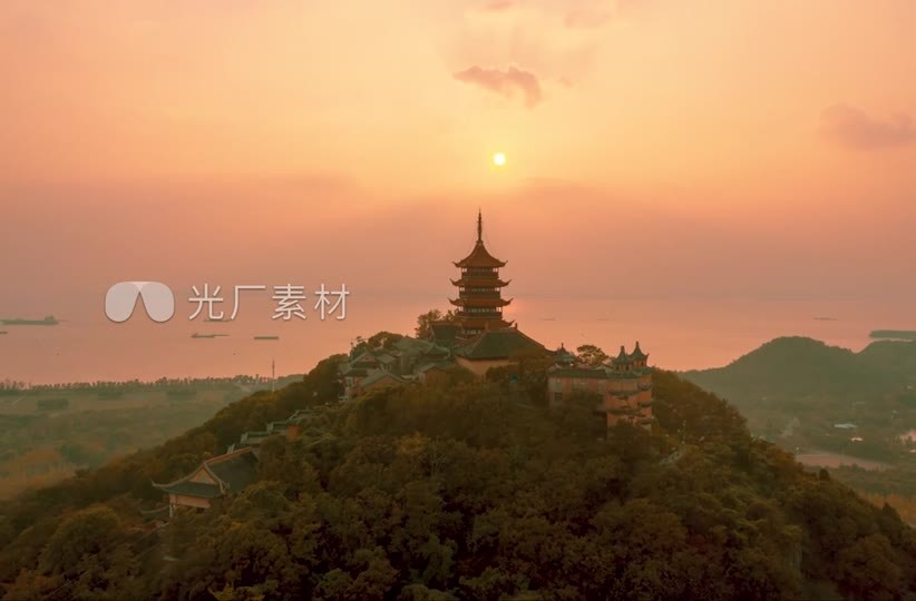 南通五山森林公园狼山支云塔视频素材画面2