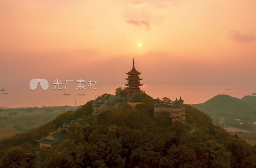 南通五山森林公园狼山支云塔视频素材画面3