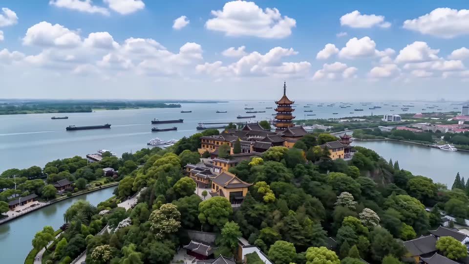 南通地标航拍延时摄影视频素材画面1