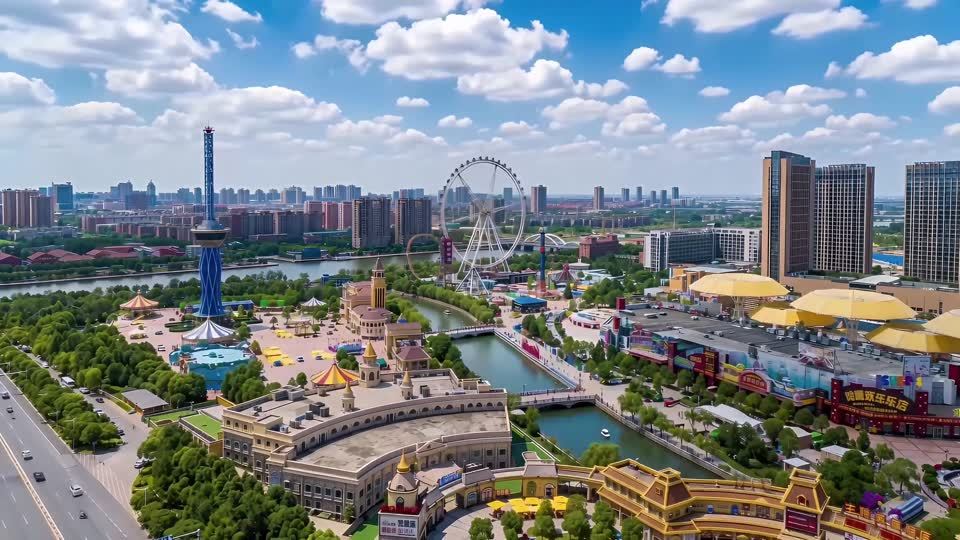 南通地标航拍延时摄影视频素材画面1