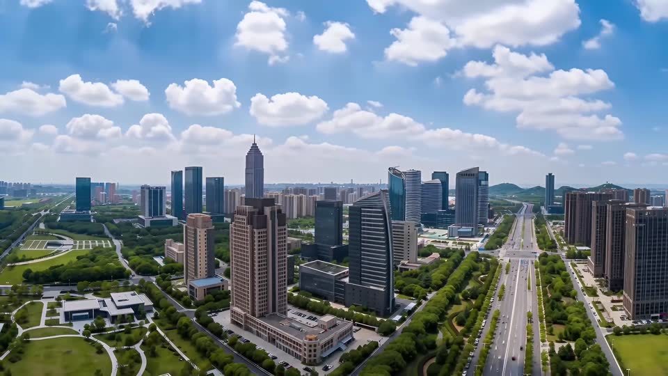南通地标航拍延时摄影视频素材画面1