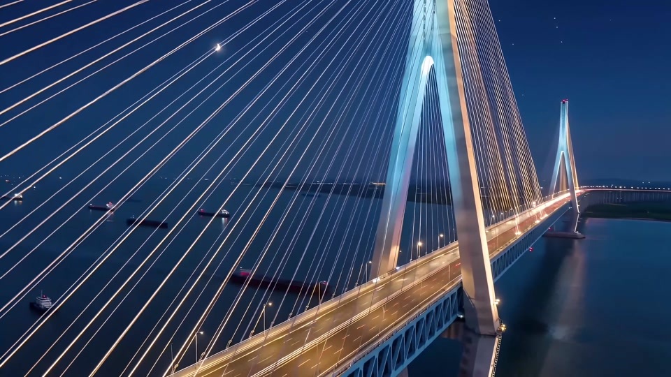 南通夜景航拍延时摄影视频素材画面2