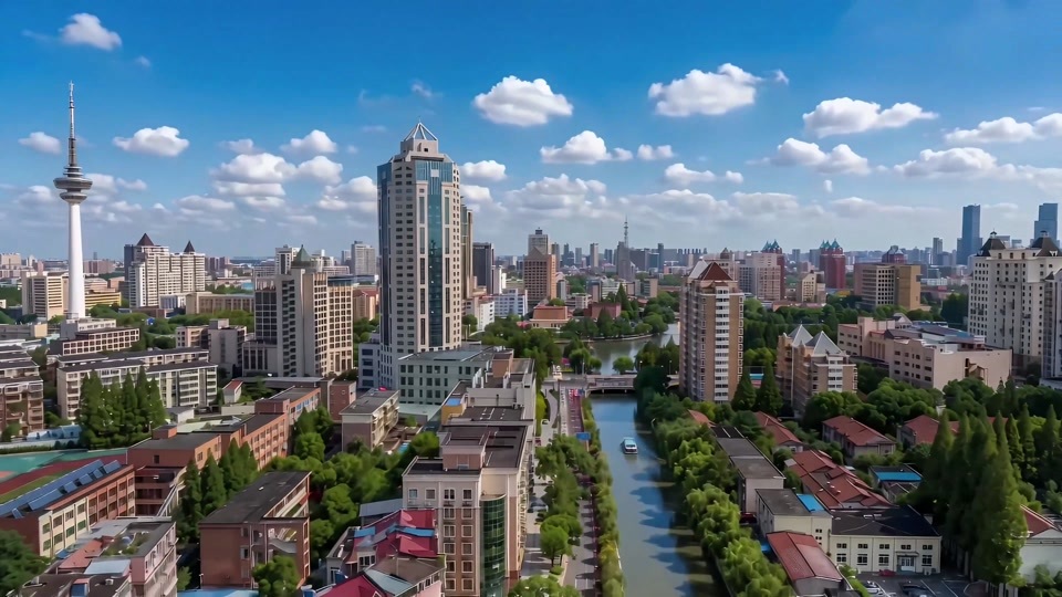 南通地标航拍延时摄影视频素材画面4