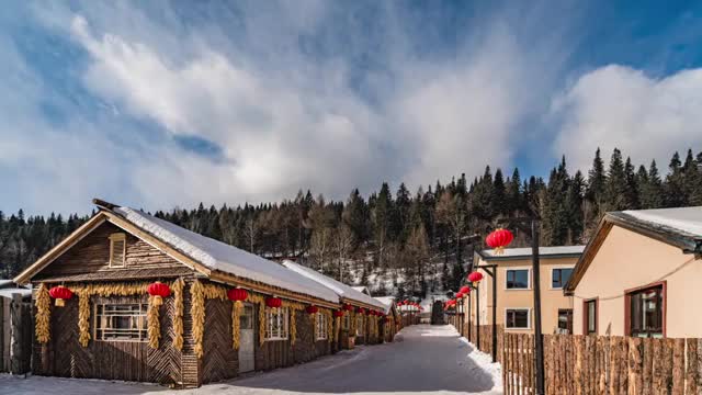 牡丹江雪乡小屋视频素材