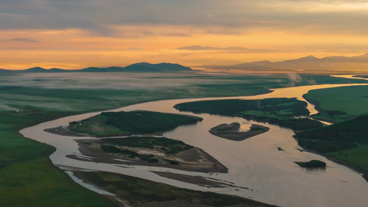 四川黄河九曲第一湾高原自然风光延时航拍全景视频素材画面1