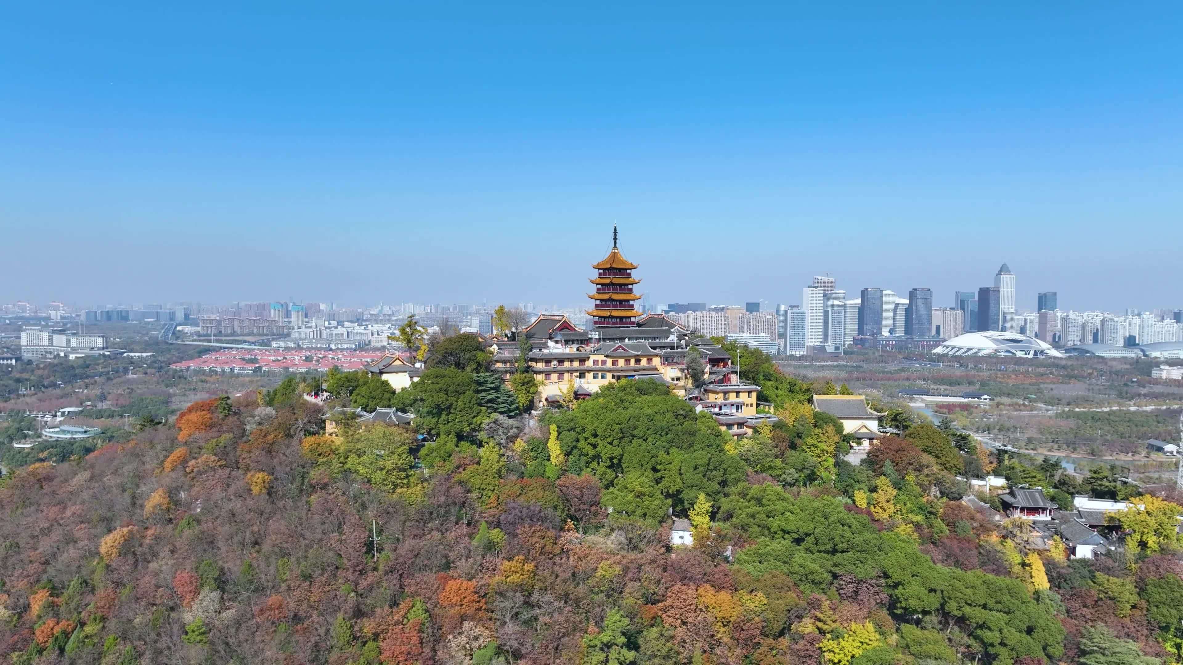 南通狼山禅寺剑山军山长江滨江公园风景区视频素材画面1