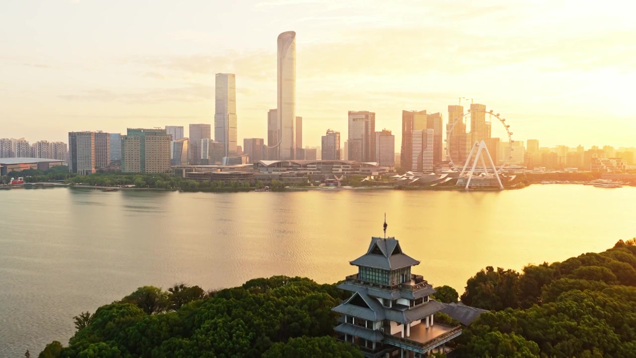 苏州金鸡湖城景视频素材画面3