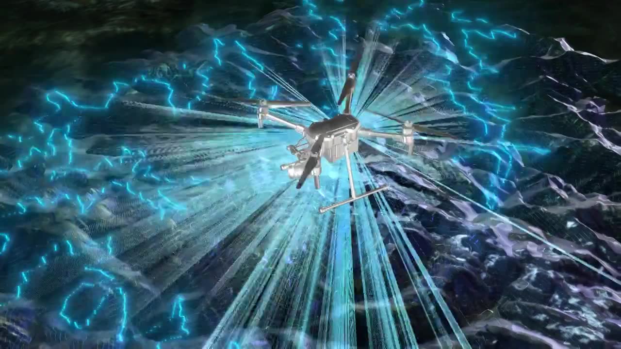 无人机对山地进行扫描测绘和数据采集视频素材画面1
