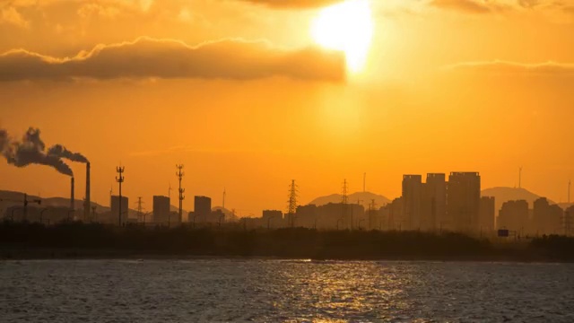 冬天渤海日落时分景象视频素材