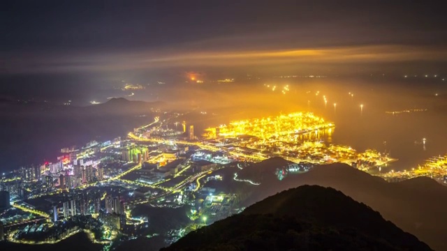 中国广东深圳盐田港夜景城市风光 4K解析度 延时摄影视频素材