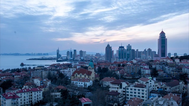 青岛老城区黄昏与夜景视频素材