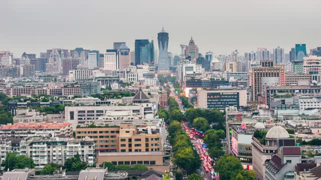 杭州市中心长焦入夜延时视频素材