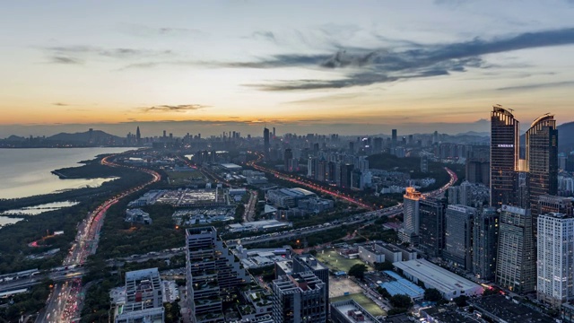 深圳天际线深圳道路延时摄影 从黄昏到夜晚视频下载