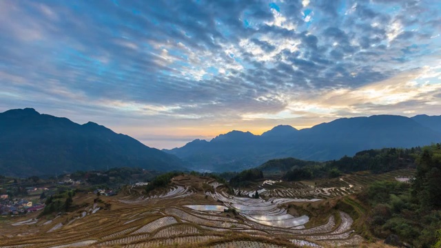 丽水云和梯田日出延时摄影视频素材