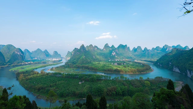 碧水蓝天在漓江风景视频素材