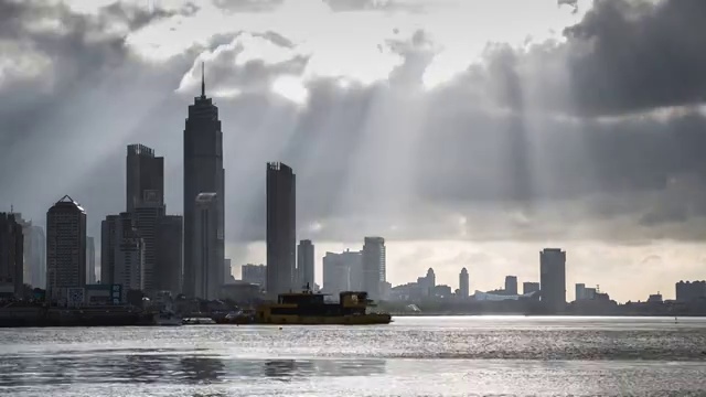 烟台滨海广场耶稣光延时素材视频素材