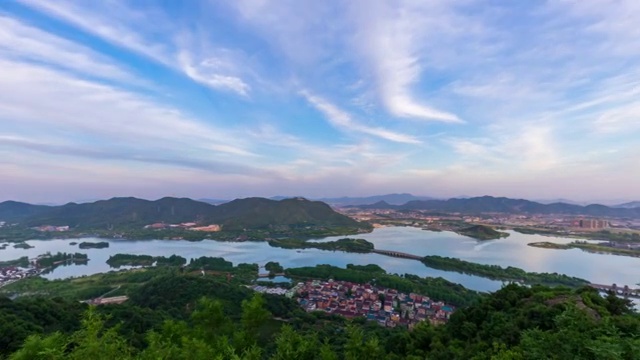 杭州萧山湘湖景区日转夜延时摄影视频素材