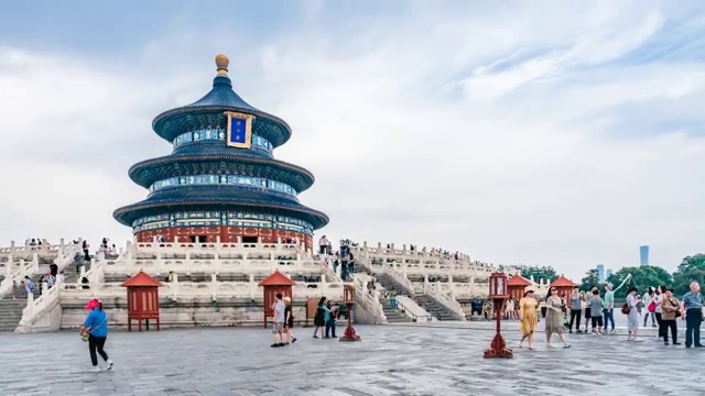 中国北京天坛祈年殿晴天延时摄影视频素材