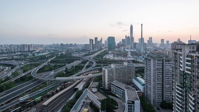 北京城市交通日转夜视频素材