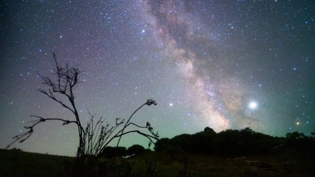 高山草甸气辉银河星空延时视频视频素材