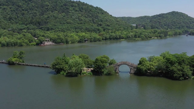 航拍杭州湘湖景区视频素材