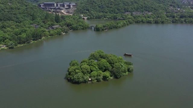 航拍杭州湘湖景区视频素材