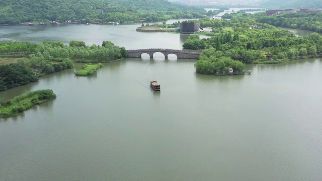 航拍杭州湘湖景区视频素材