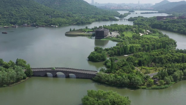 航拍杭州湘湖景区视频素材