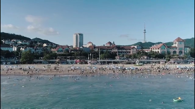 中国青岛第一海水浴场景色视频素材