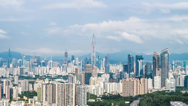 深圳福田区城市天际线延时摄影视频素材画面1