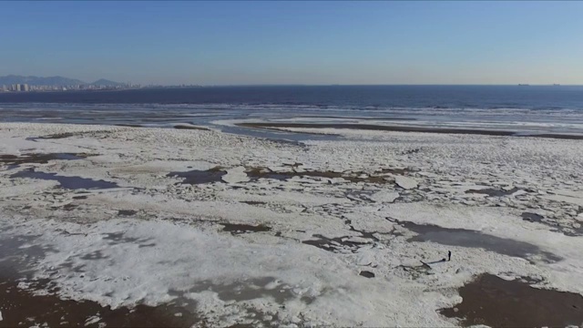 河北省北戴河海滩冬景视频下载