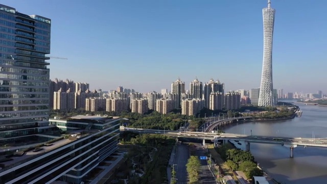 航拍广东省广州市商业圈风光视频素材