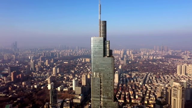 航拍南京紫峰大厦视频素材