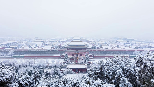 景山故宫雪景雪后日出视频素材