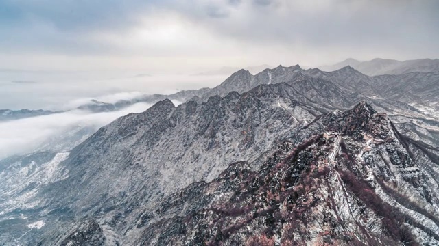 雪后箭扣长城视频素材