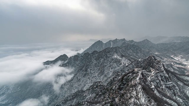 箭扣雪后云海视频素材