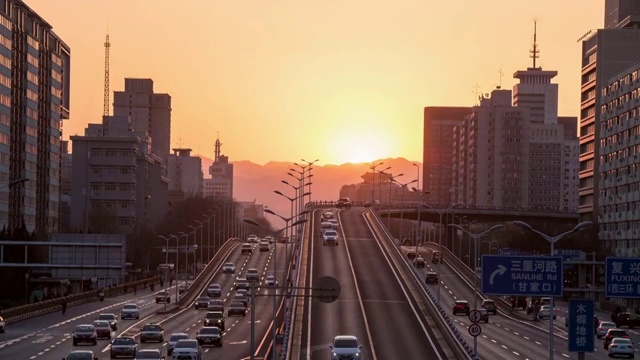 北京长安街车流视频素材