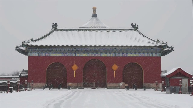 大雪纷飞天坛视频素材