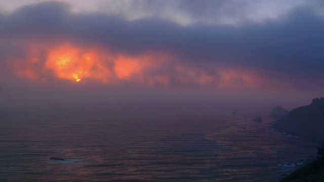 西海岸日落。太平洋视频素材