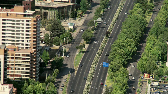 2010年，空中城市建筑和街道/智利圣地亚哥，大圣地亚哥，智利视频素材