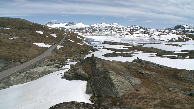 挪威Sognefjellsvegen mountain / Jotunheimen Nationalpark, Sogn og Fjordane, PAN View视频素材