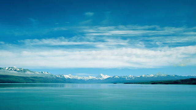 T/L, WS，普卡基湖和库克山背景，南岛，新西兰视频素材