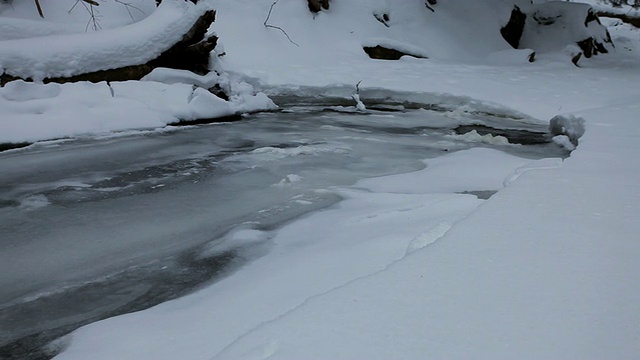 白雪覆盖河流/登达斯，安大略省，加拿大视频素材