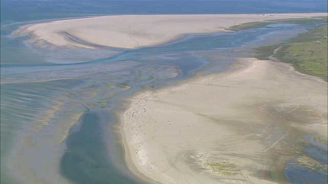 Peter -Ording，石勒苏益格-荷尔斯泰因，德国，海岸/北弗里斯兰东南WS鸟瞰图视频素材