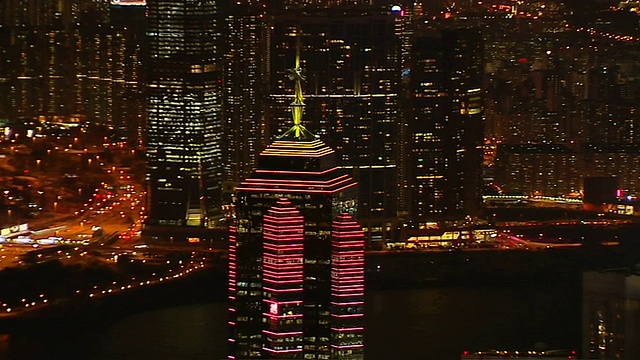 拉回拍摄夜景城市广东香港中国视频素材